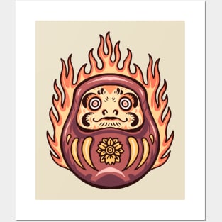 flaming daruma tattoo Posters and Art